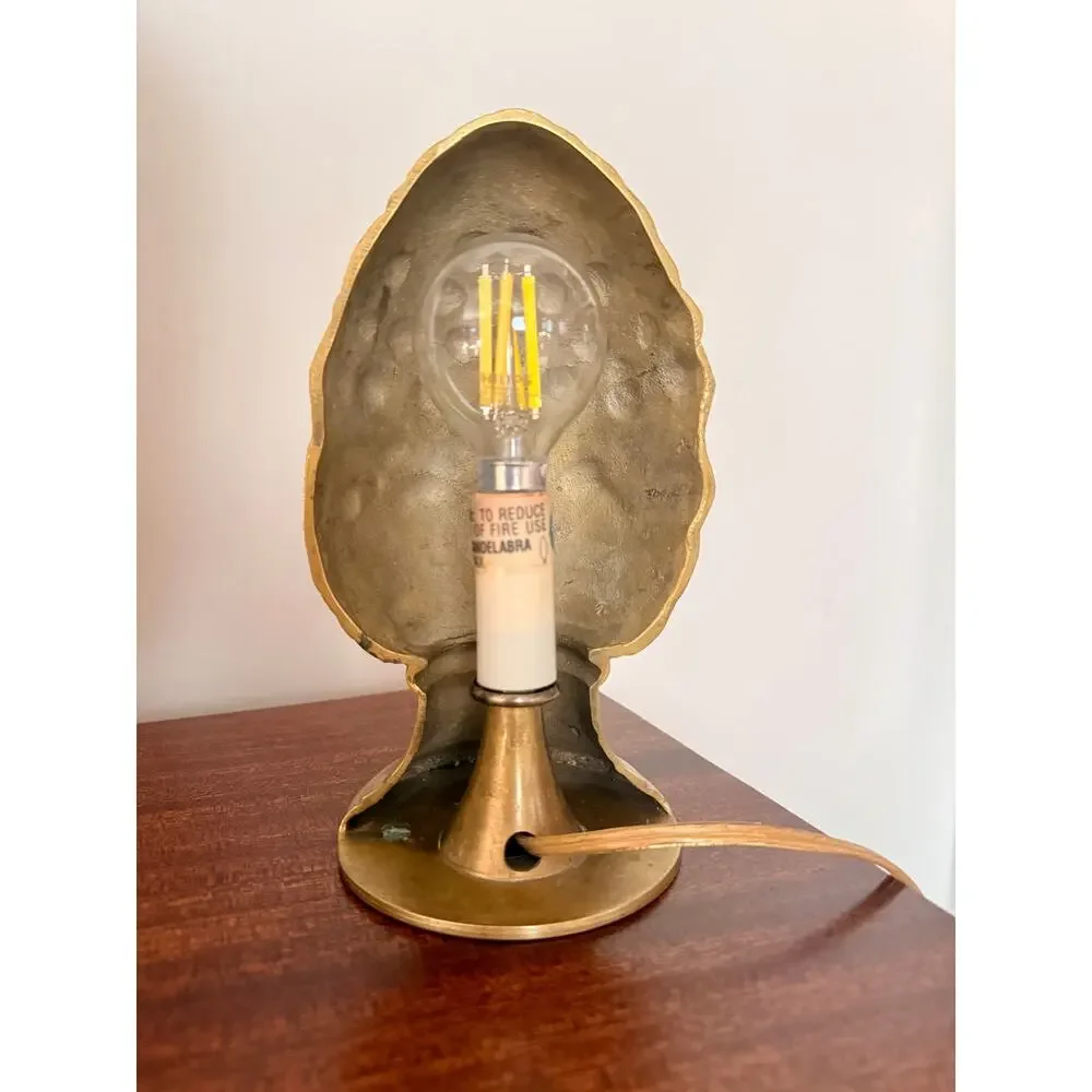 Vintage Brass Acorn Desk Lamp or Night Light
